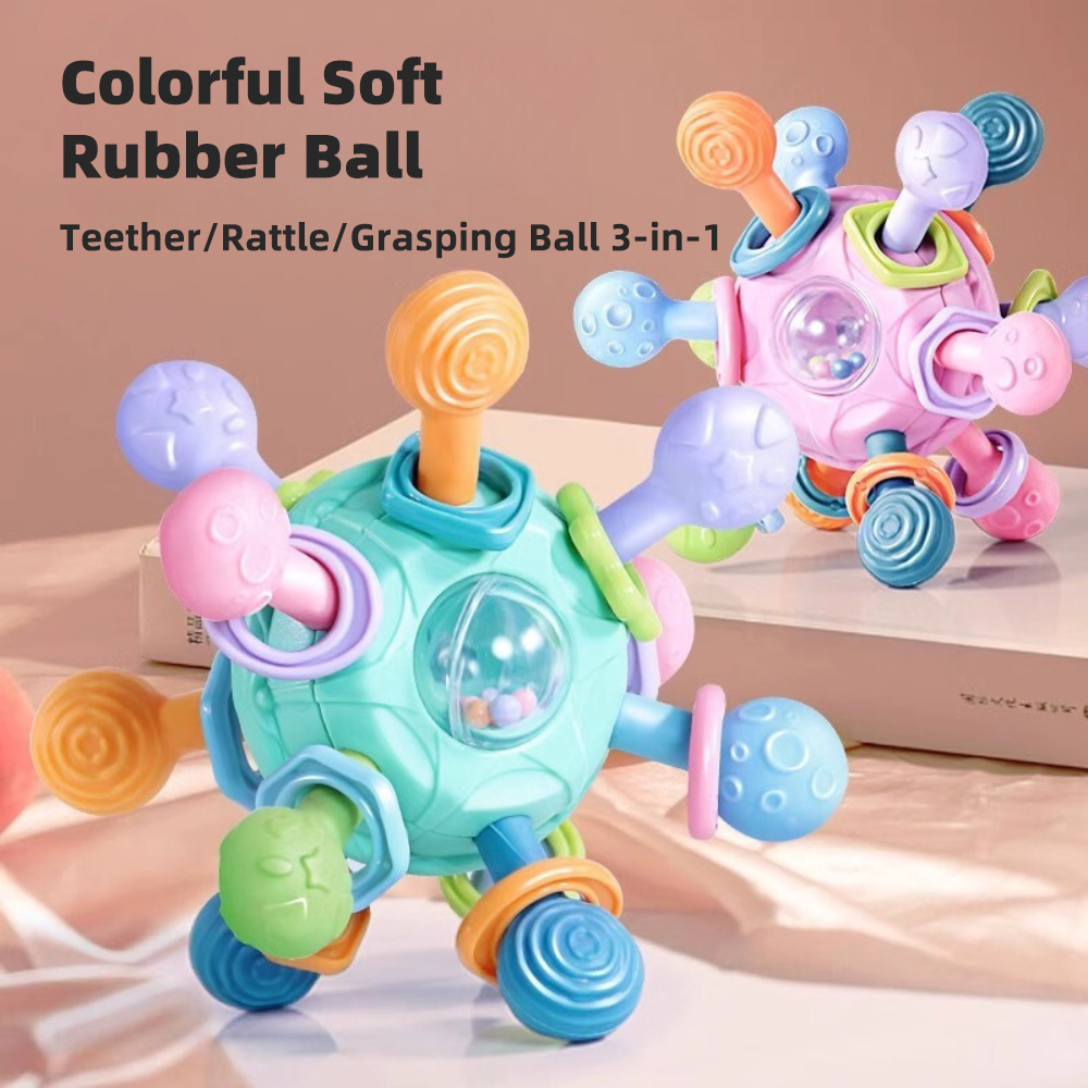 Musical Instrument Rattle - Bayi Manhattan bola genggam-3-in-1 Teether, mainan